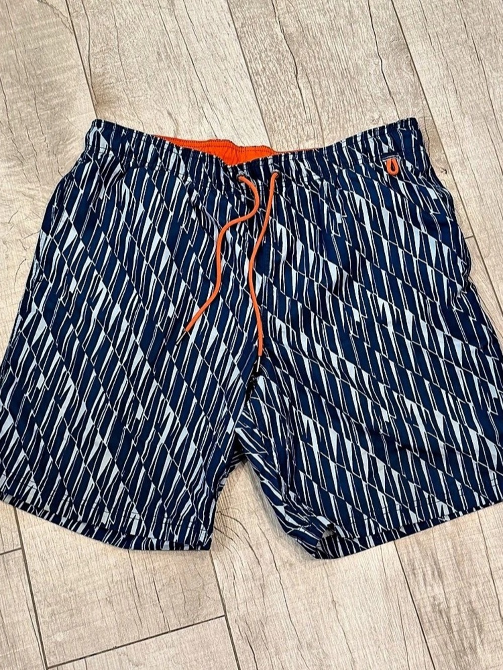 Lands' End Men's Size Medium Volley Hydroliner Swim Trunks Blue & Orange